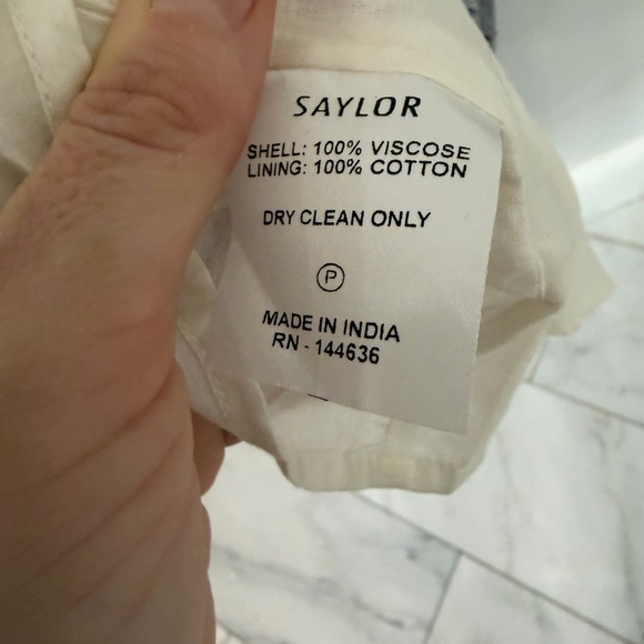 SAYLOR women’s large navy white tassel fringe maxi spaghetti strap maxi dress - Picture 6 of 9